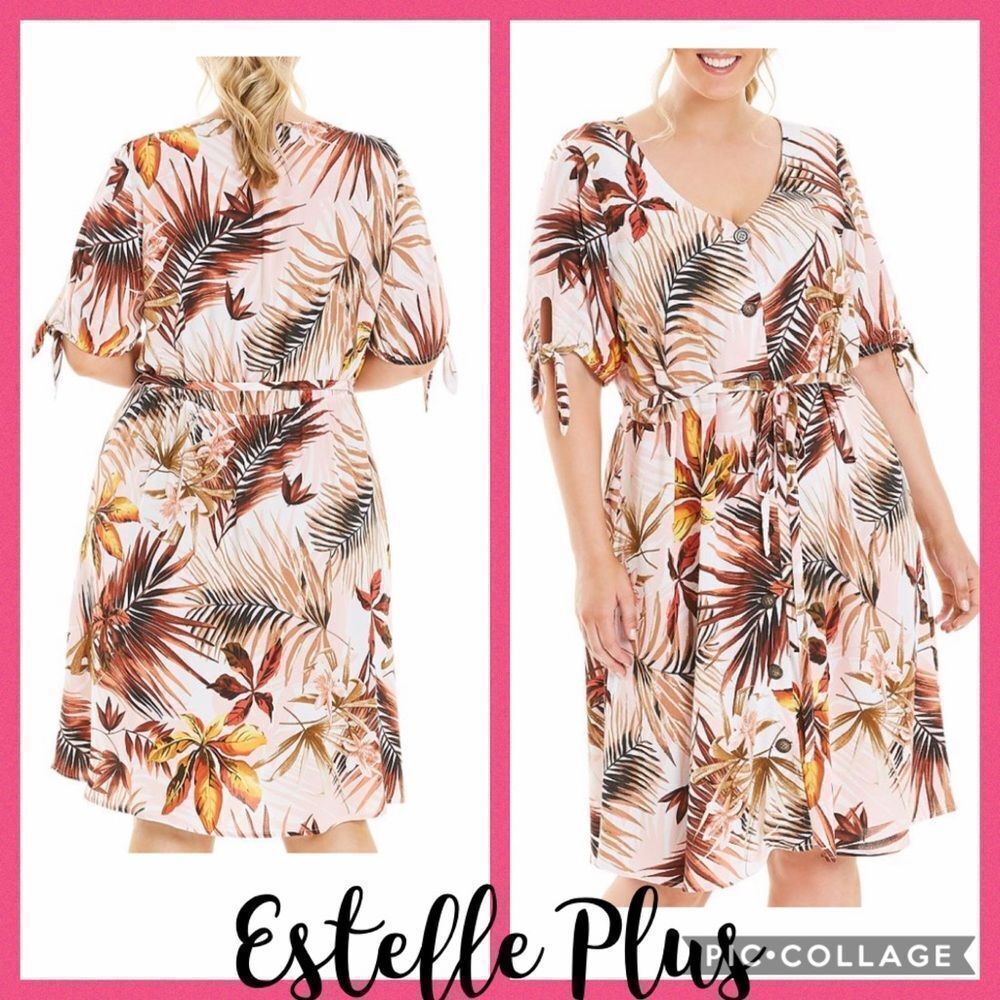 NWT Estelle Plus printed button front dress 3X